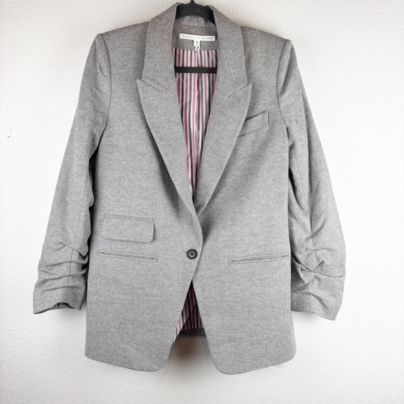 Veronica Beard Martel Herringbone Dickey Jacket Blazer Gray Size 8 Casual - Picture 2 of 6